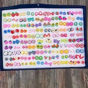 ❗️SALE❗️100 Pairs Colorful Cute Stud Earrings Set
